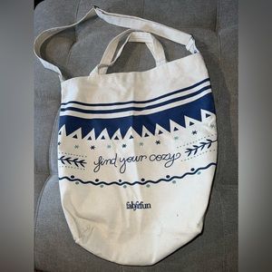 FabFitFun Winter Print Find Your Cozy Canvas Tote Bag